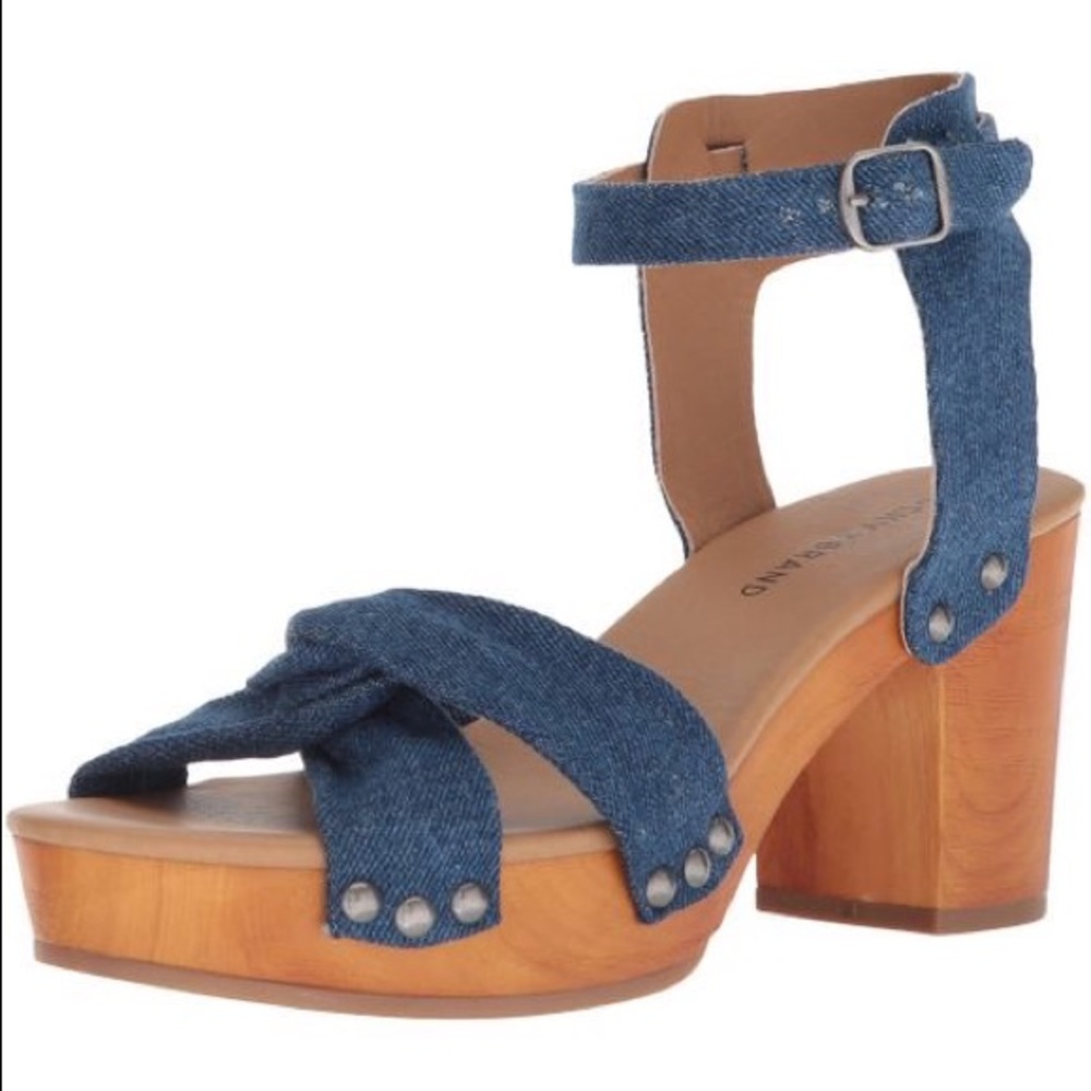 Lucky Brand Blue Whitneigh Wooden Platform Sandal